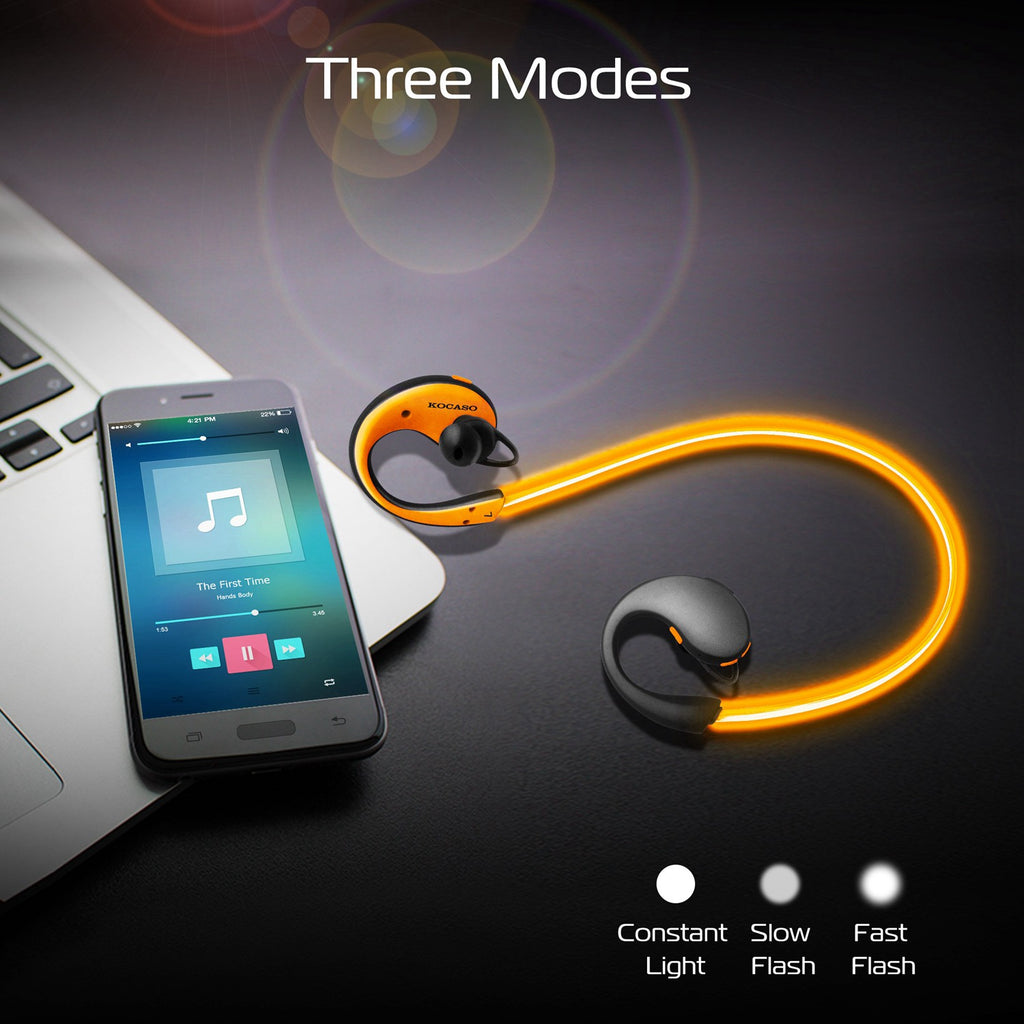 1Pc Wireless Sports Headsets Wireless V4.1 Neckband Earphones HD Stereo Sweat-proof Headphones Earbuds With  LED Light Mic 8Hrs Work Running