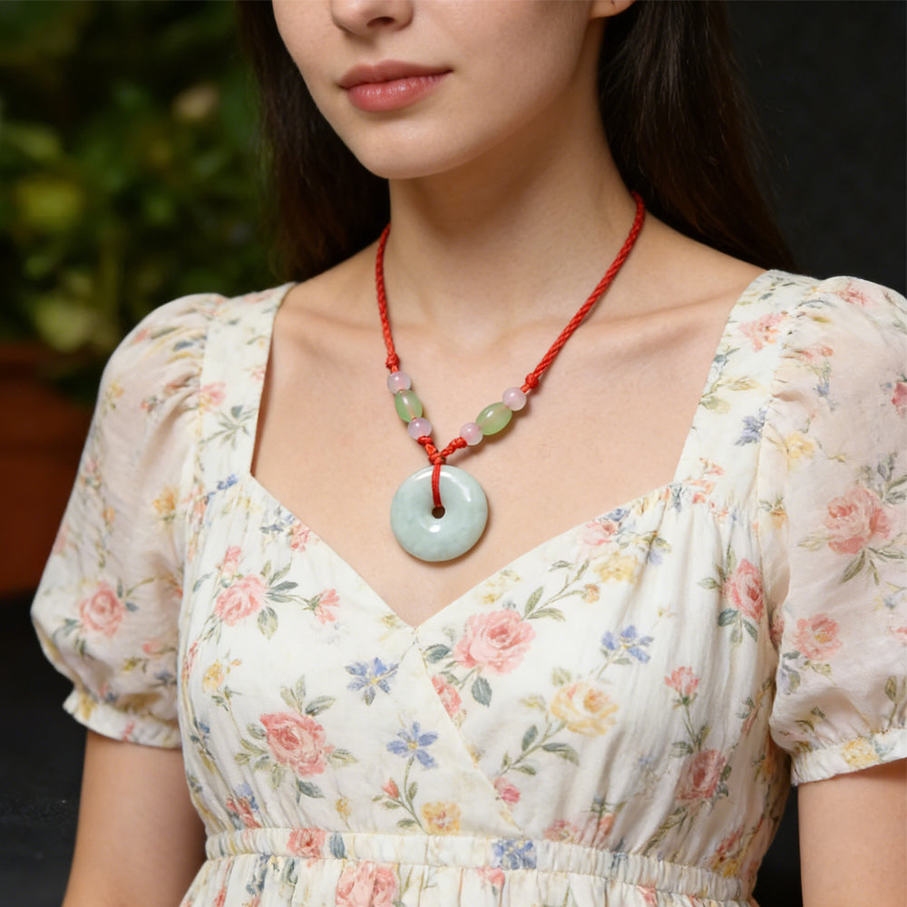Jadeite Peace Donut Healing Crystal Necklace | Inner Peace