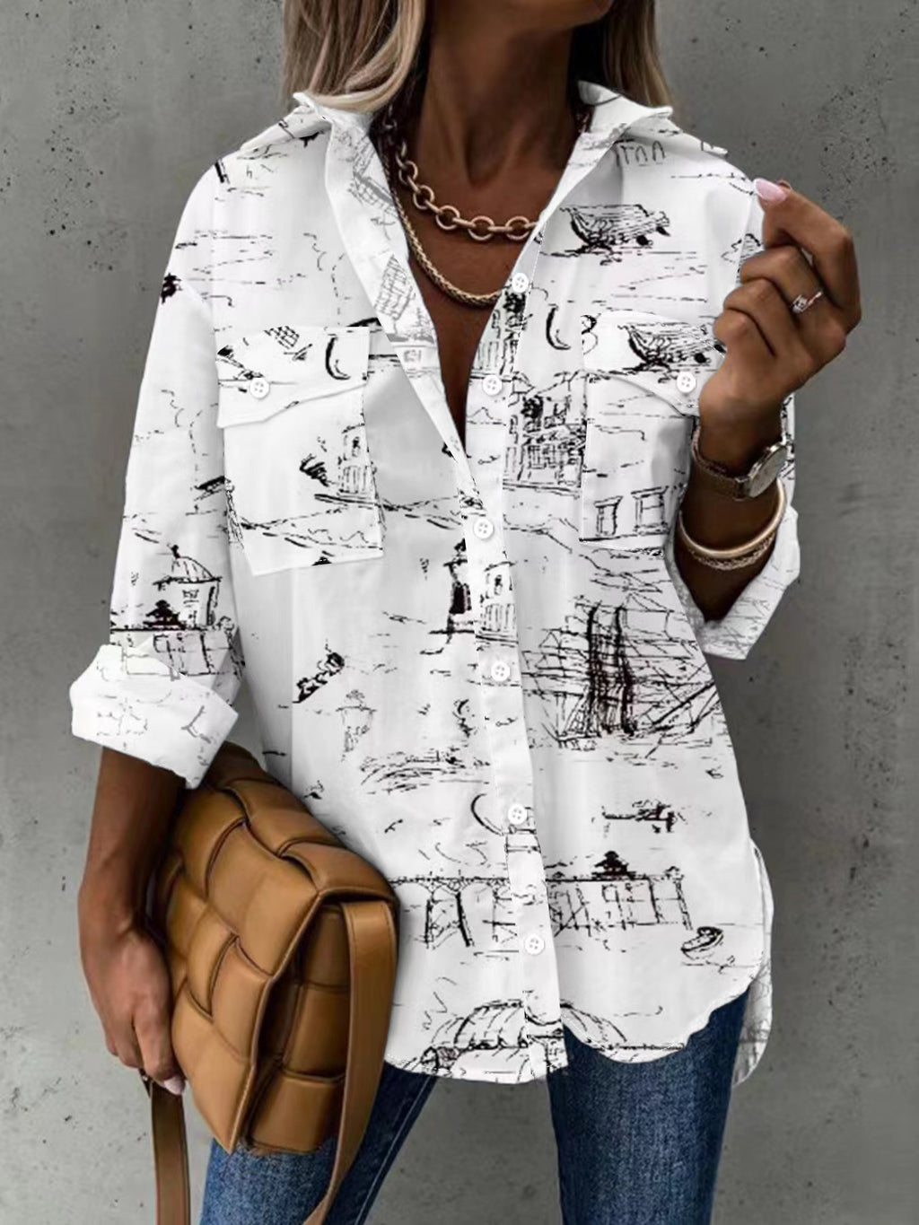 Women's Plus Size Two-Piece Set | Long Sleeve Casual Shirt & Pants Outfit