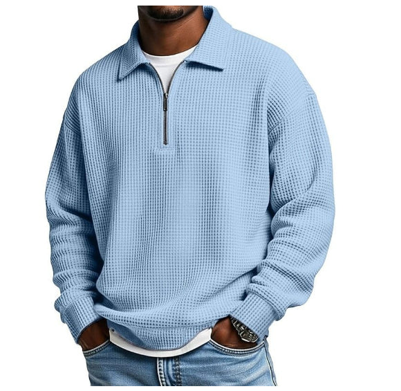 Mens Half-Zip Collared Polo Shirt Top