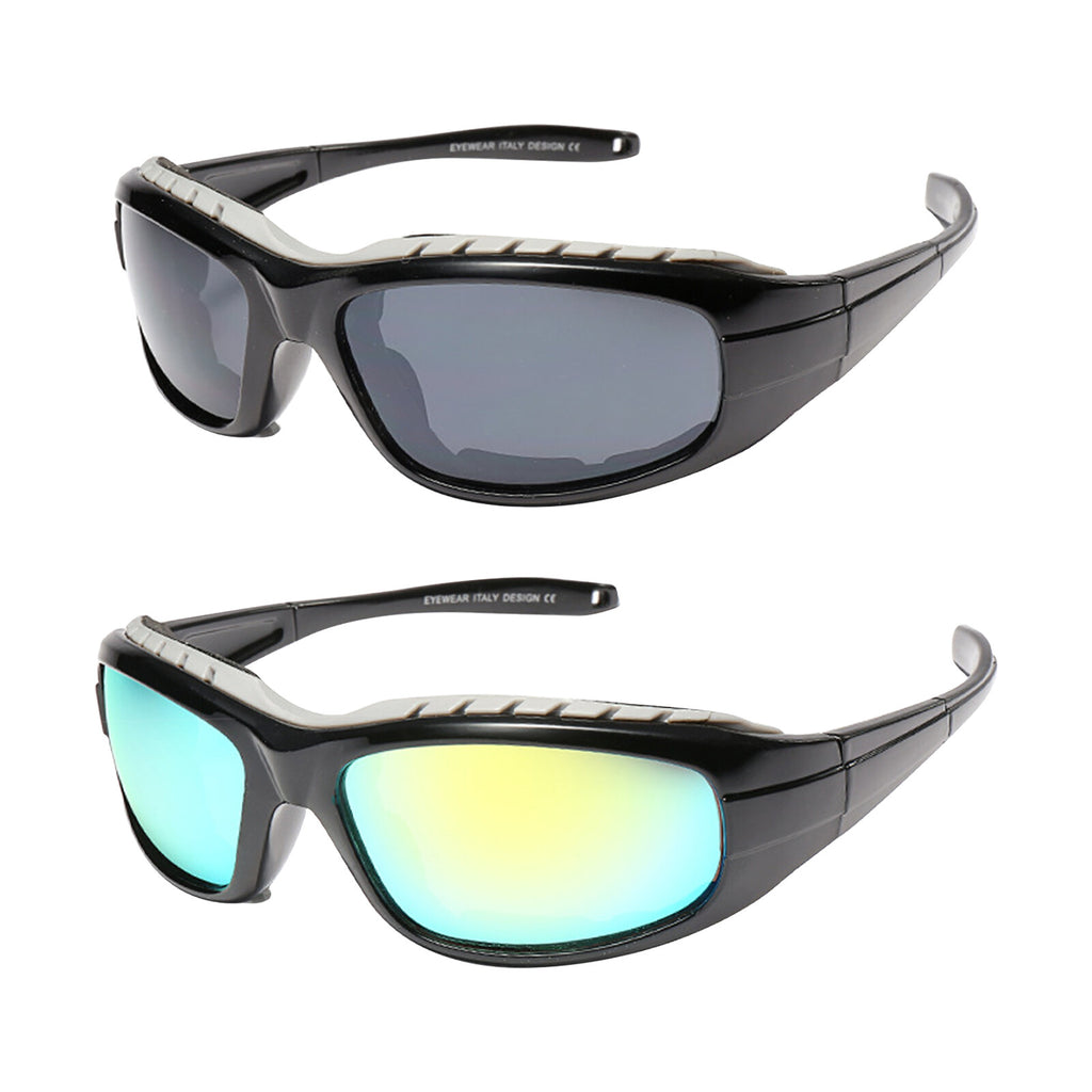 Chopper Cycling Sunglasses 2-Pack | UV400 Wind Resistant Night Driving Sports Glasses for Men & Women