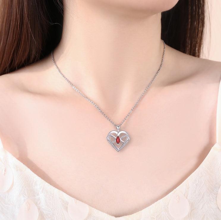 Emma Manor Heart Pendant Necklace | 14K White Gold Plated 5A CZ Infinity Butterfly Jewelry