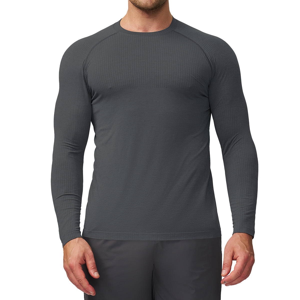 Mens Quick-Dry Breathable Long-Sleeve Sports And Fitness T-Shirt