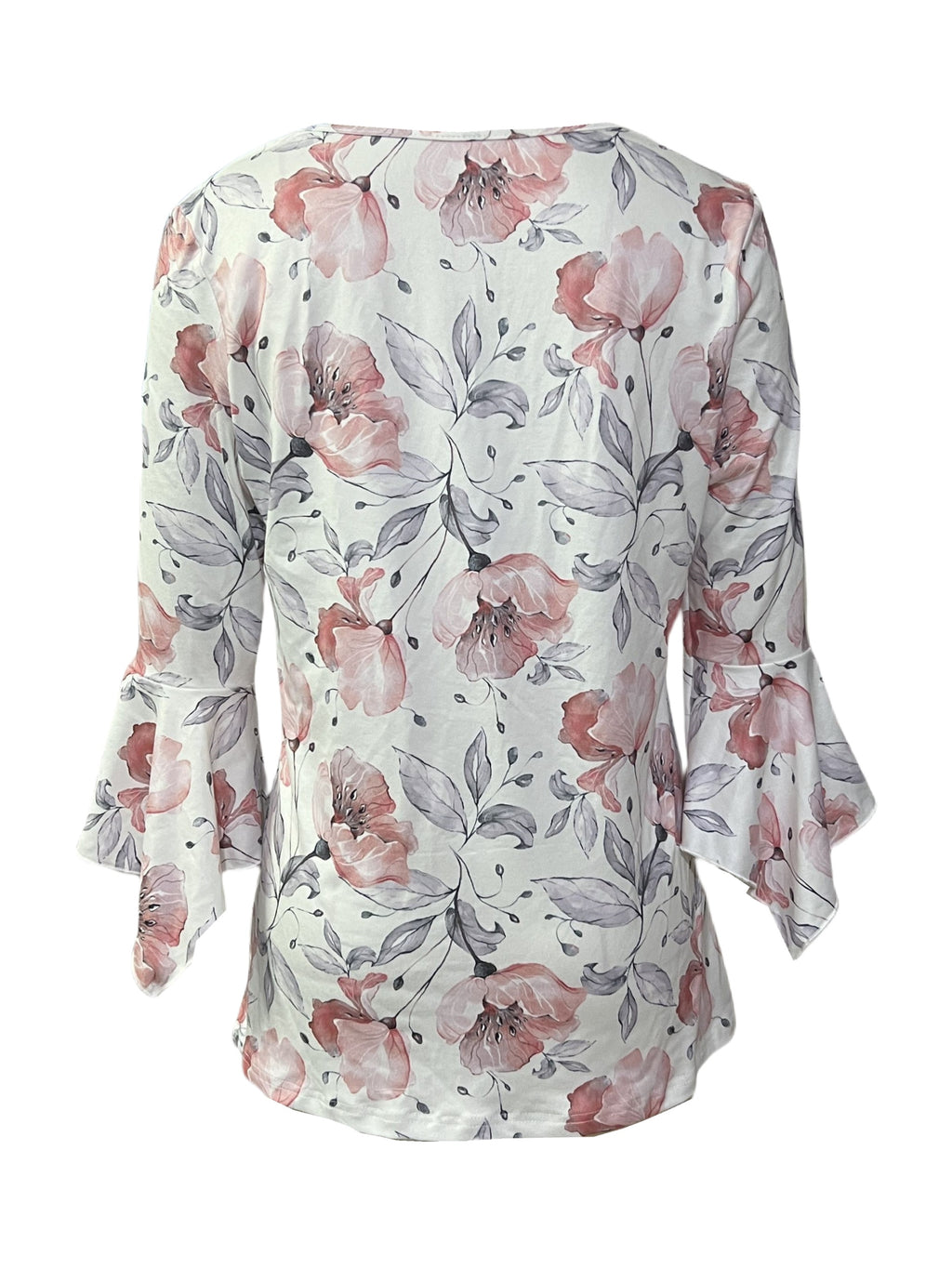 Spring And Autumn New Printed Spike Button Irregular Three-quarter Sleeve T-shirt Casual Top