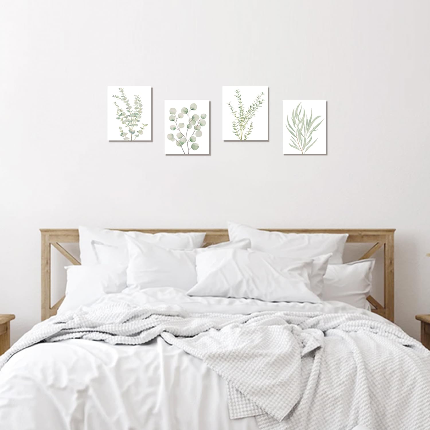 4-Piece Botanical Plant Canvas Wall Art Set | Framed Boho Minimalist Decor for Bathroom & Bedroom 8x10in