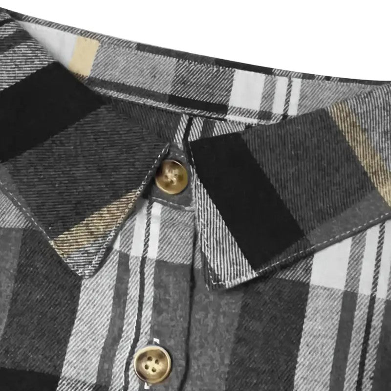 Women's Casual Plaid Long Sleeve Shirt | Button-Down Lapel Collar Top with Chest Pocket