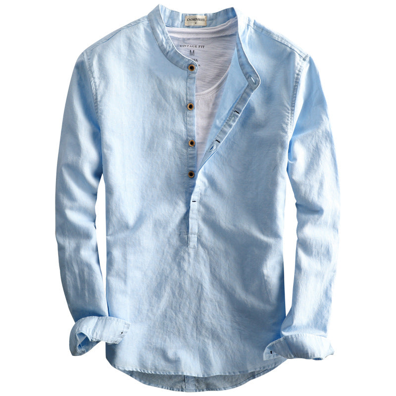 Men's Casual Long Sleeve Linen Shirt | Loose Fit Solid Color Summer Top