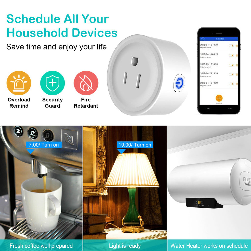 WiFi Smart Plug Outlet | App Remote & Voice Control Timer Compatible with Alexa & Google Home
