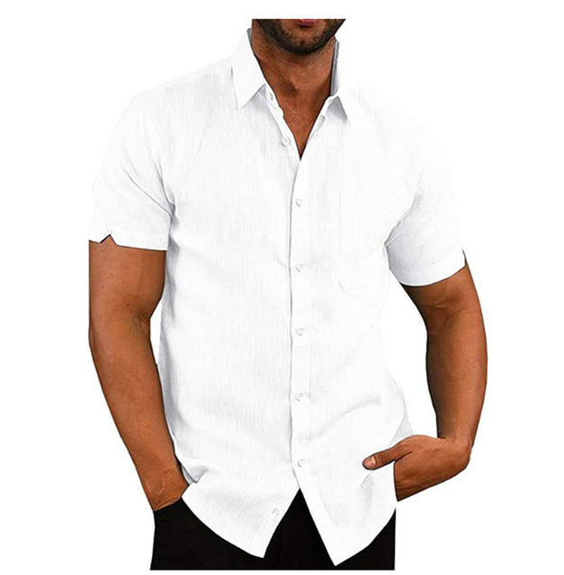 Men's Short Sleeve Summer Solid Shirt | Casual Loose Fit Everyday Tee WHITE 0 552d9ea1-5892-4639-88df-a44a2ea99d2a FIOLKA BOUTIQUE
