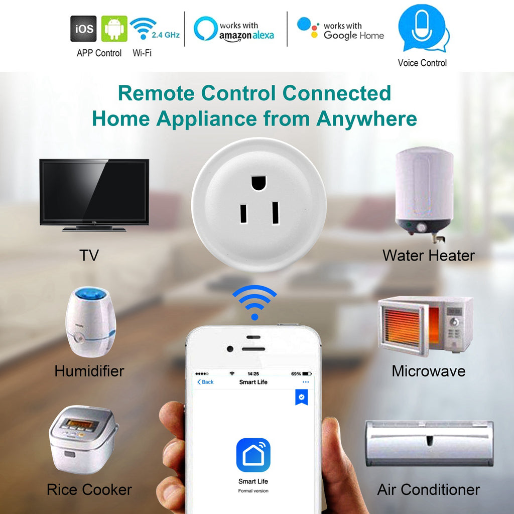 WiFi Smart Plug Outlet | App Remote & Voice Control Timer Compatible with Alexa & Google Home