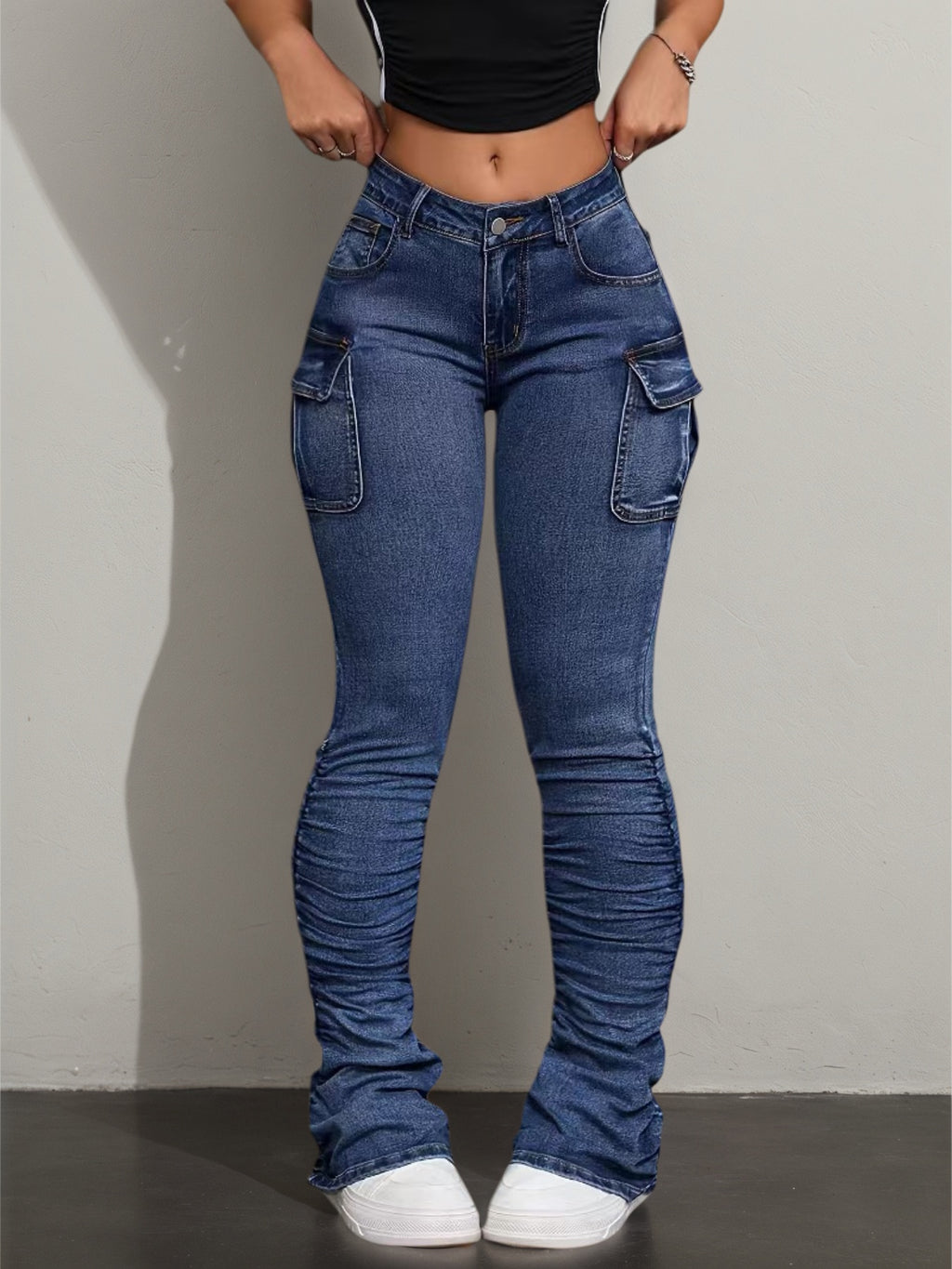 Women's Workwear Tight Jeans | Multi-Pocket Elastic Casual Comfortable Breathable Denim