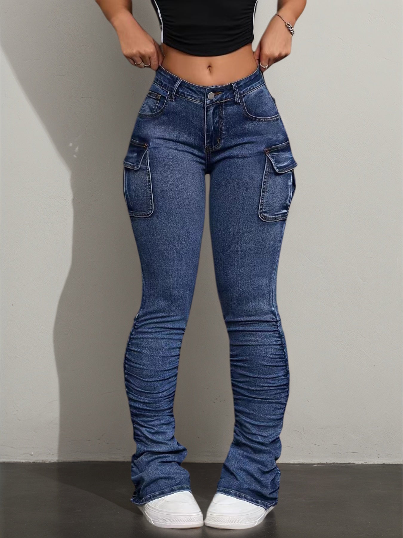 Women's Workwear Tight Jeans | Multi-Pocket Elastic Casual Comfortable Breathable Denim