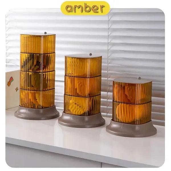 1pc Cosmetic Organizer, Plastic 360° Rotating Vanity Storage With Clips, Multi-Tiered For Makeup, Jewelry & Accessories, Freestanding Brushed Finish, <27 Inches Height, <3.2 Cubic Feet Capacity