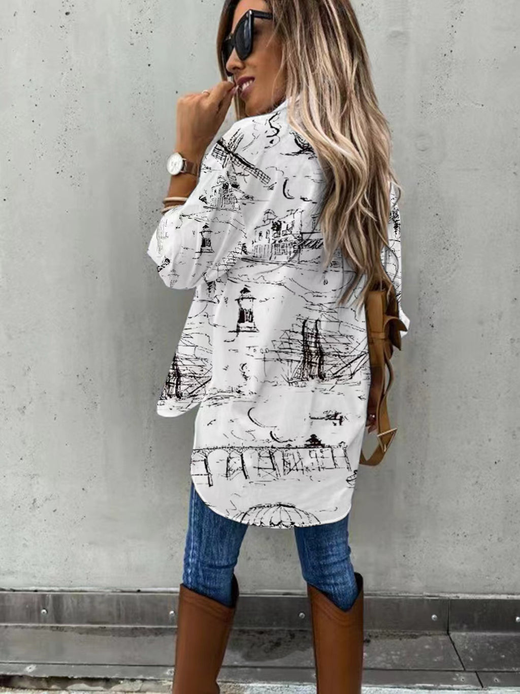Women's Plus Size Two-Piece Set | Long Sleeve Casual Shirt & Pants Outfit