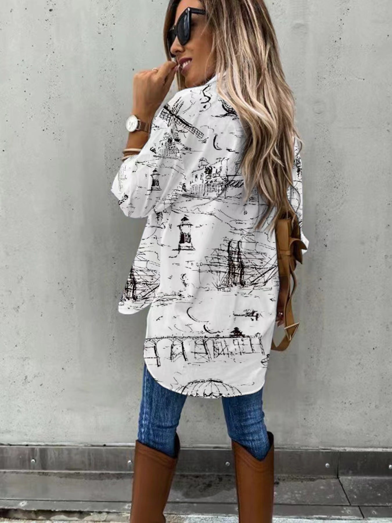 Women's Plus Size Two-Piece Set | Long Sleeve Casual Shirt & Pants Outfit