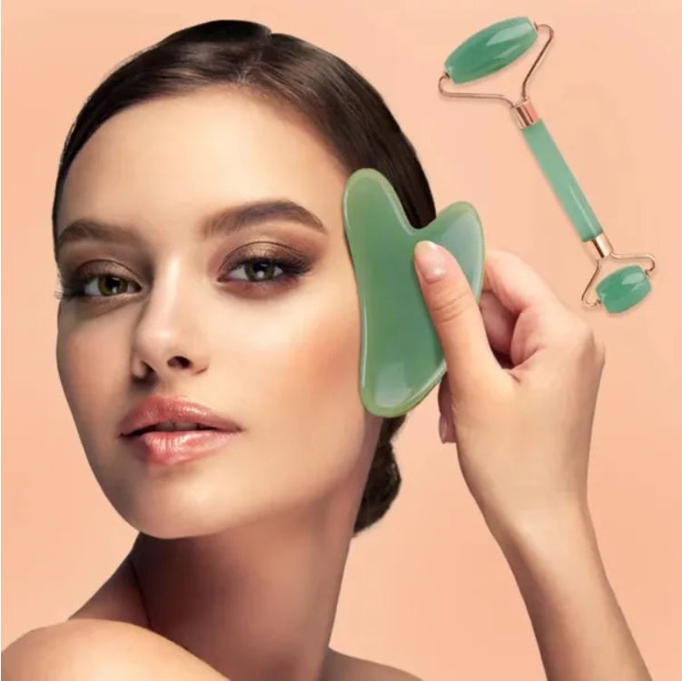 Gua Sha Board 2-Piece Massage Stone Set | Facial & Body Skincare Lifting Scraper