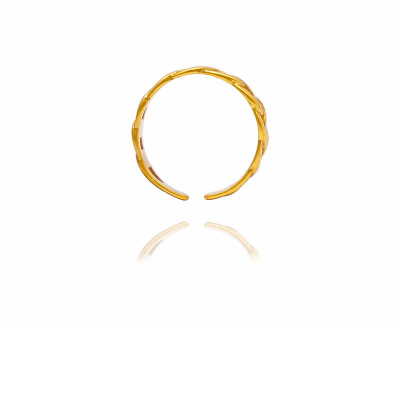 Classic Twist Chain Open Ring | 24K Gold Zircon Geometric Wrapped Couple Ring Jewelry