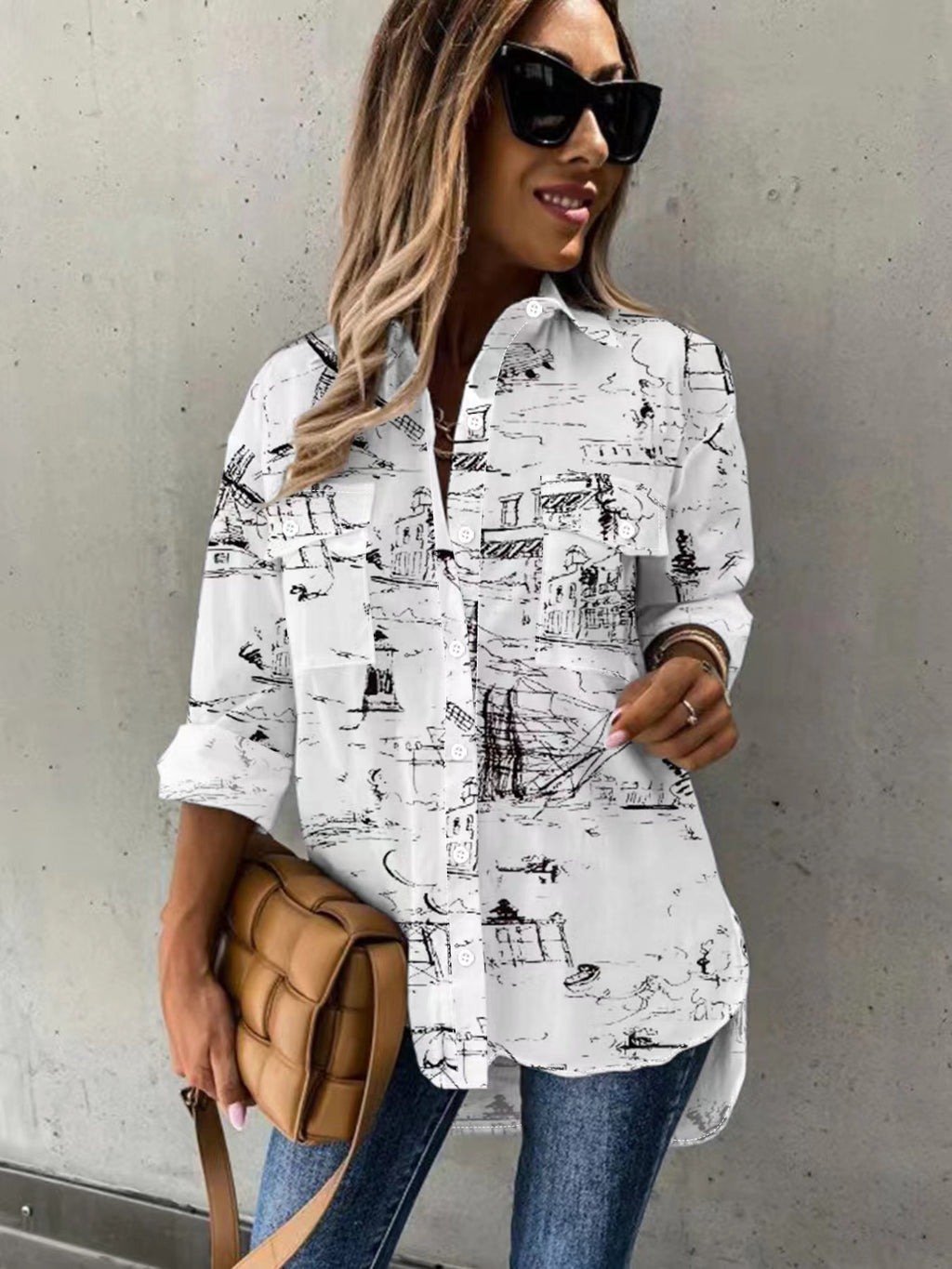 Women's Plus Size Two-Piece Set | Long Sleeve Casual Shirt & Pants Outfit
