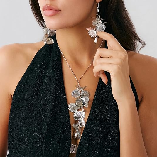Gold Leaf Choker Necklace for Women | Boho Ginkgo Leaves Long Tassel Beachy Party Jewelry