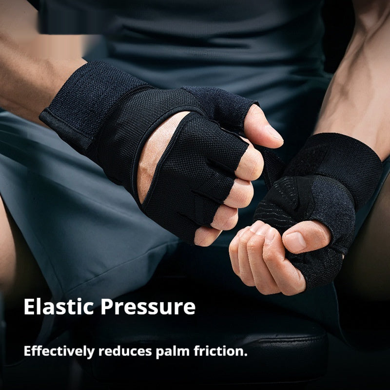 Gym Gloves with Built-In Wrist Straps | Pull-Up Bar Weight Lifting Training Gloves