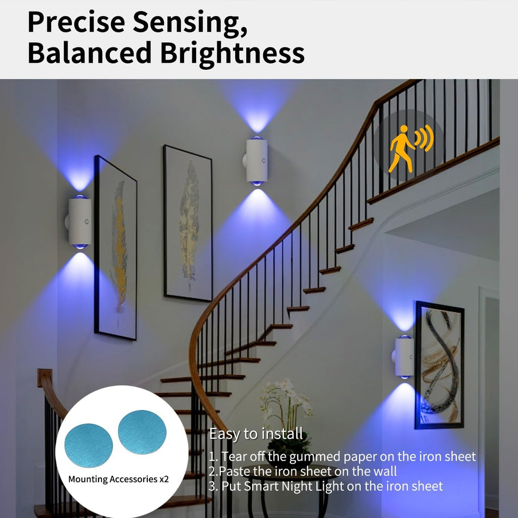 4-Pack Color-Sensing Motion Night Lights | Magnetic Wall & Cabinet LED Lights with 3 Modes