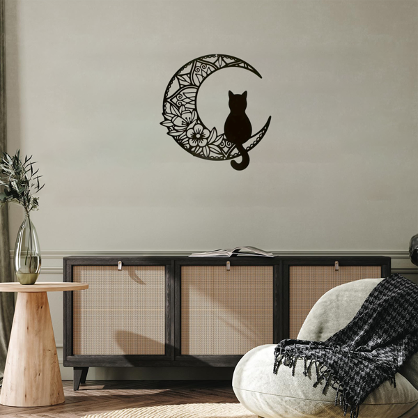 Bohemian Crescent Cat Wall Decor | Pet Theme Home Decoration & Holiday Gift