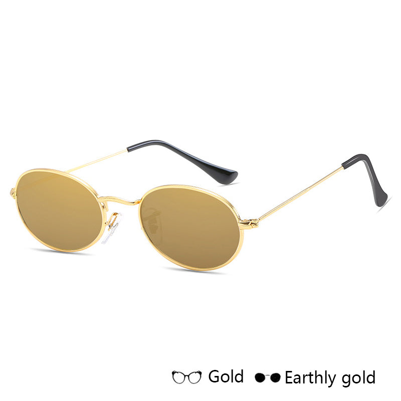 Fashion Women's Oval Sunglasses | Luxury-Inspired Metal Round Frame Black Eyewear