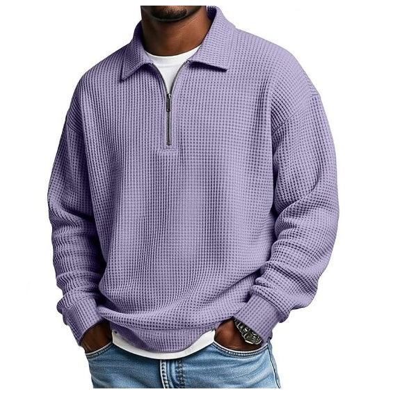 Mens Half-Zip Collared Polo Shirt Top