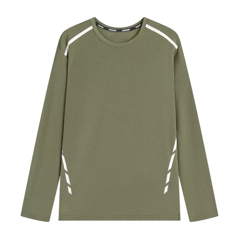 Mens Loose-fitting Versatile Round-neck Long-sleeve Sporty Casual Top