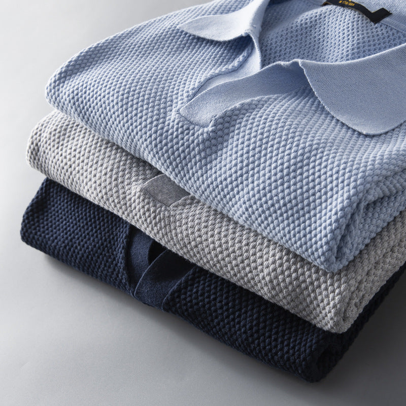 Men's V-Neck Knit Lapel Short Sleeve Top | Casual Summer Fashion Shirt