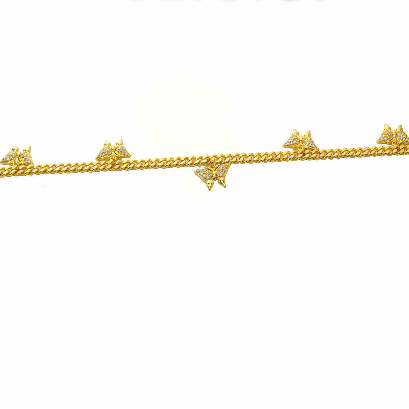 Butterfly Design Moissanite Tennis Necklace | 24K Gold Micro-Inlaid Elegant Women's Jewelry