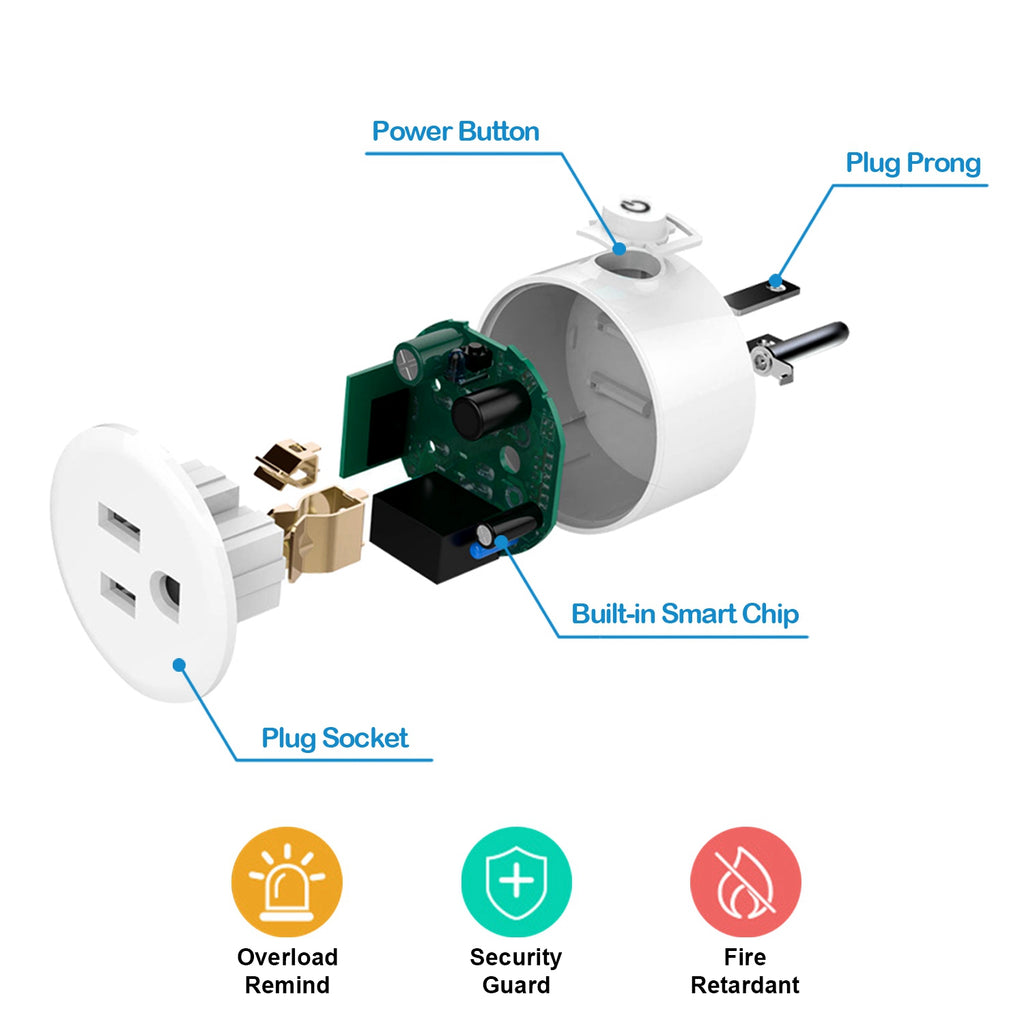 WiFi Smart Plug Outlet | App Remote & Voice Control Timer Compatible with Alexa & Google Home