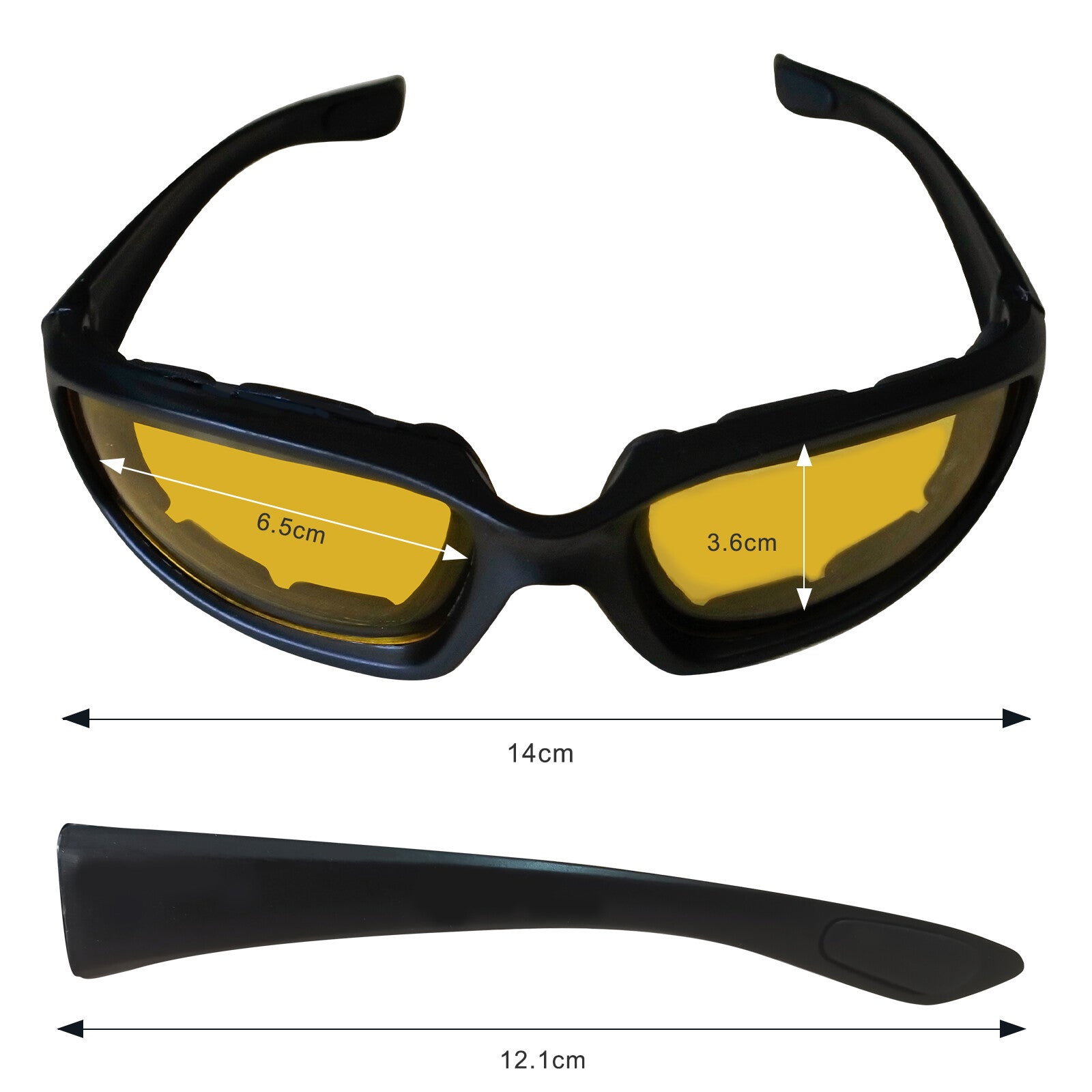 Chopper Cycling Sunglasses | UV400 Wind Resistant Yellow Lens Goggles for Men