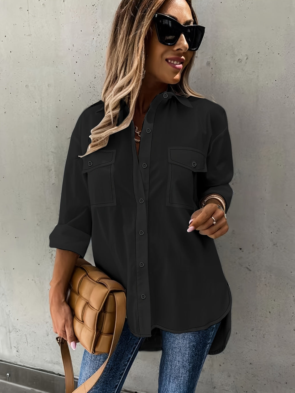Women's Plus Size Two-Piece Set | Long Sleeve Casual Shirt & Pants Outfit