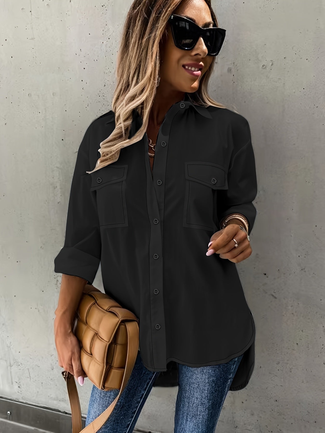 Women's Plus Size Two-Piece Set | Long Sleeve Casual Shirt & Pants Outfit