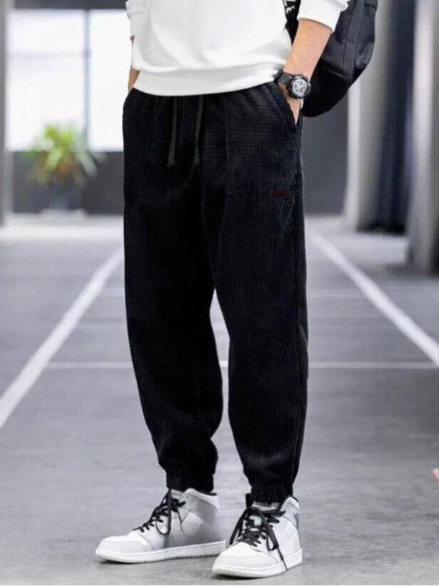 Men's Slim Fit Corduroy Casual Pants | Trendy Anti-Wrinkle Long Straight Trousers