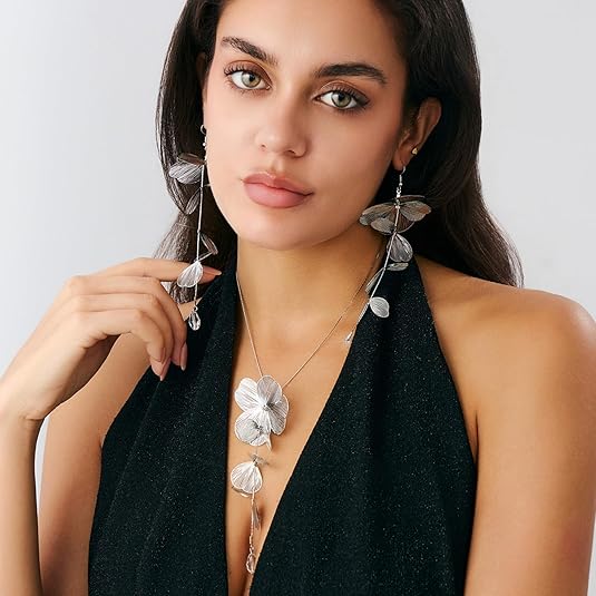 Gold Leaf Choker Necklace for Women | Trendy Boho Black Ginkgo Leaves Long Tassel Necklace