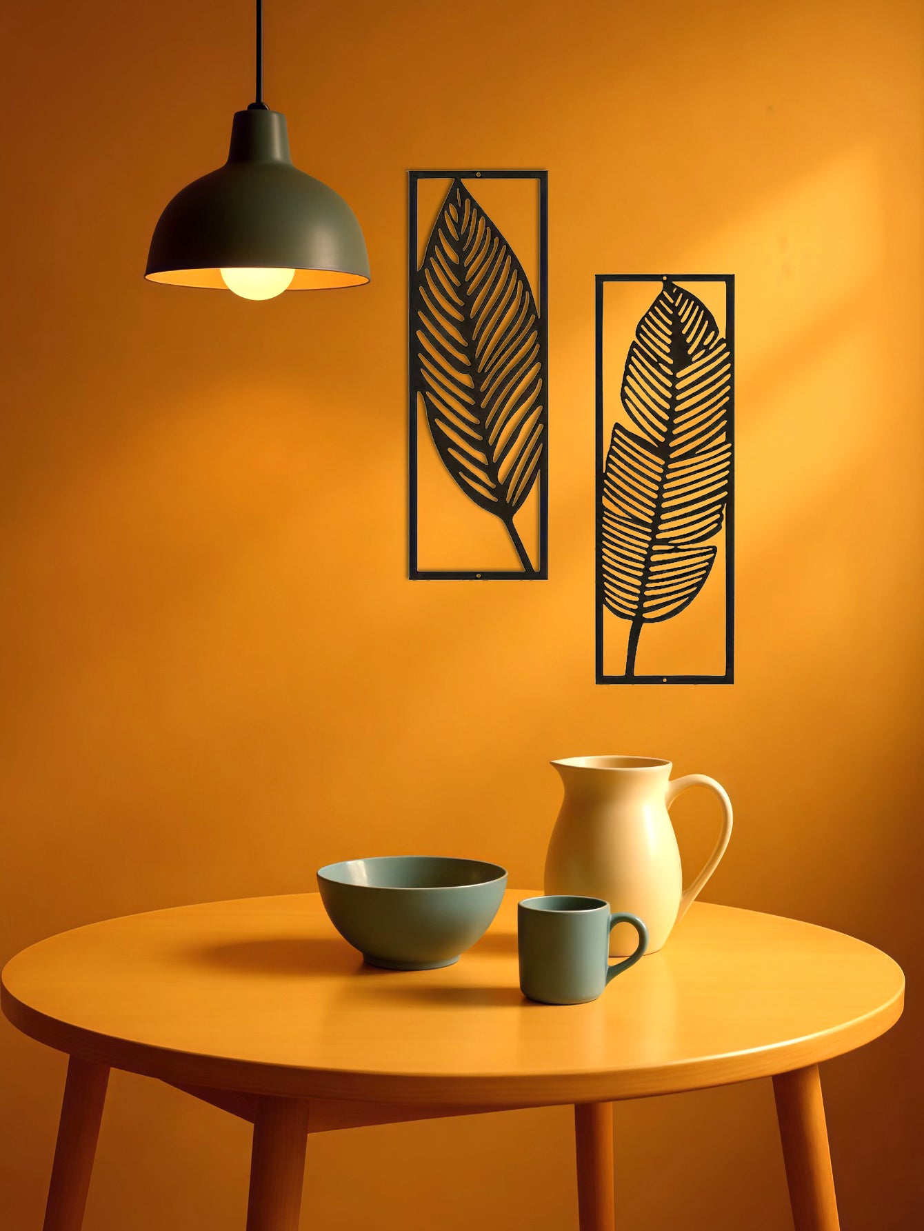 2-Pack Handmade Iron Leaf Wall Art - Rustic Nature-Inspired Home Decor