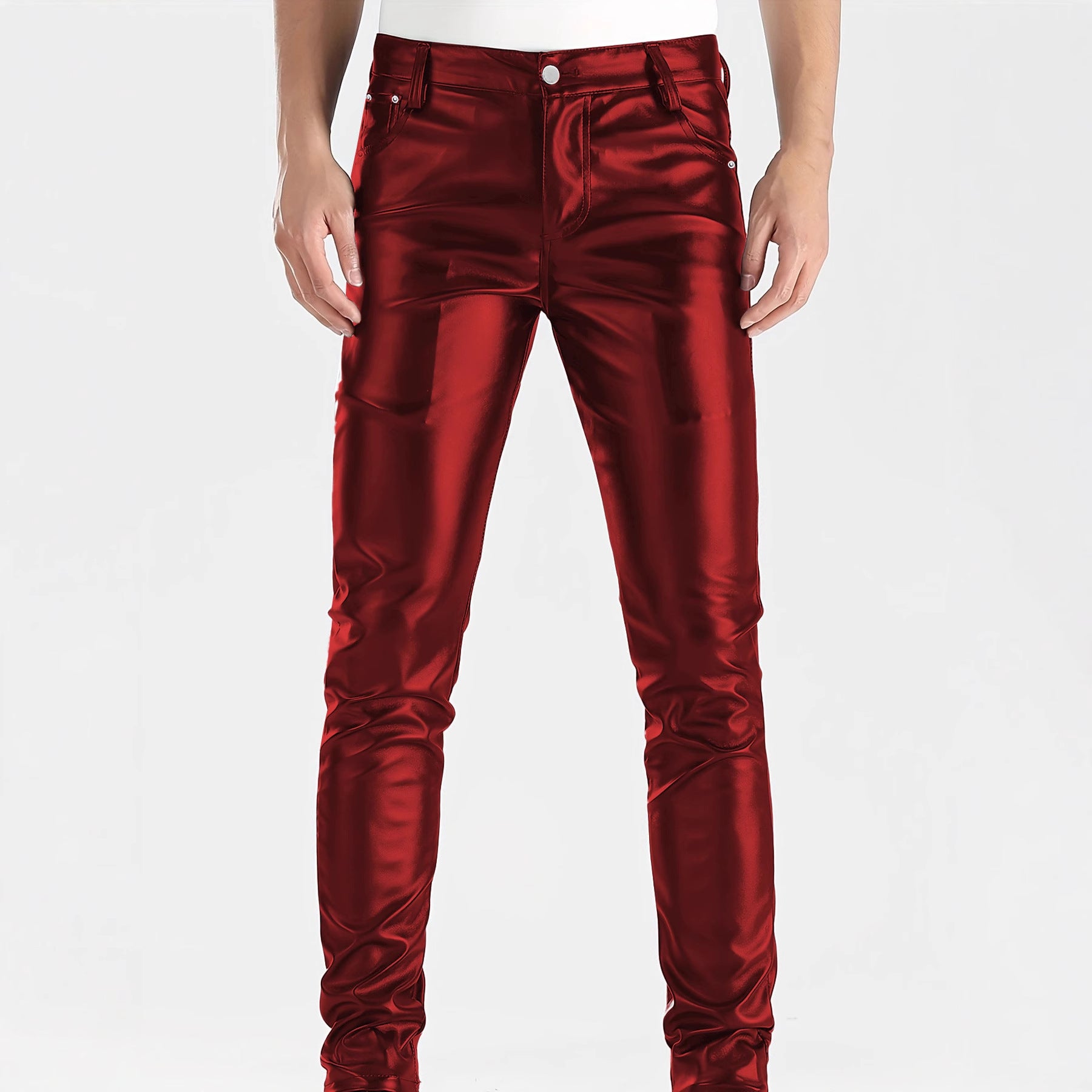 Men's Slim-Fit PU Leather Pants | Autumn Winter Fashion Faux Leather Trousers Red 0 774a27ed-1b11-44bb-a102-37f4404851b6 FIOLKA BOUTIQUE