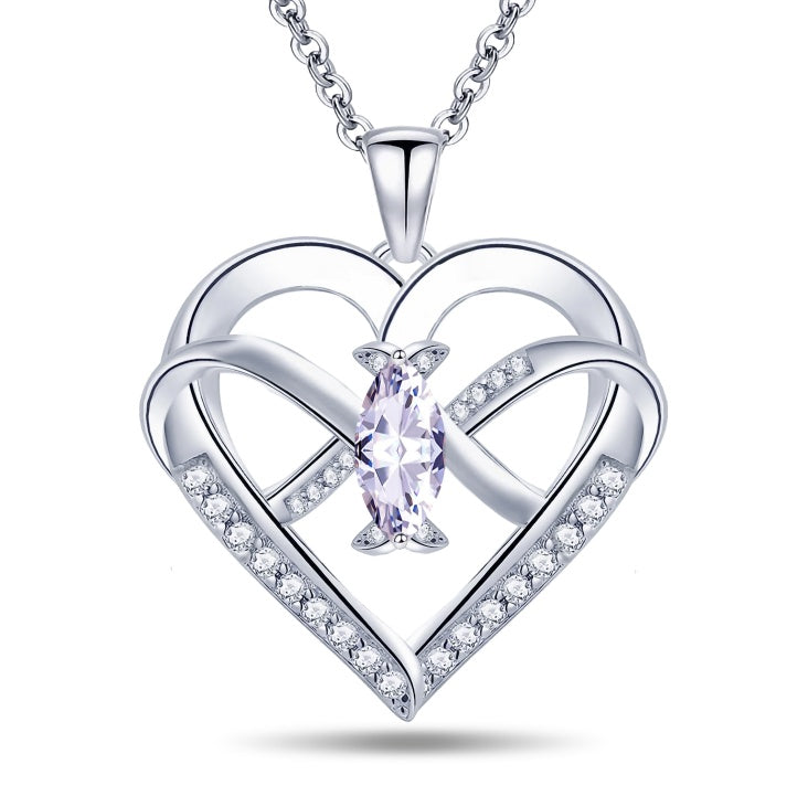 Emma Manor Heart Pendant Necklace | 14K White Gold Plated 5A CZ Infinity Butterfly Jewelry