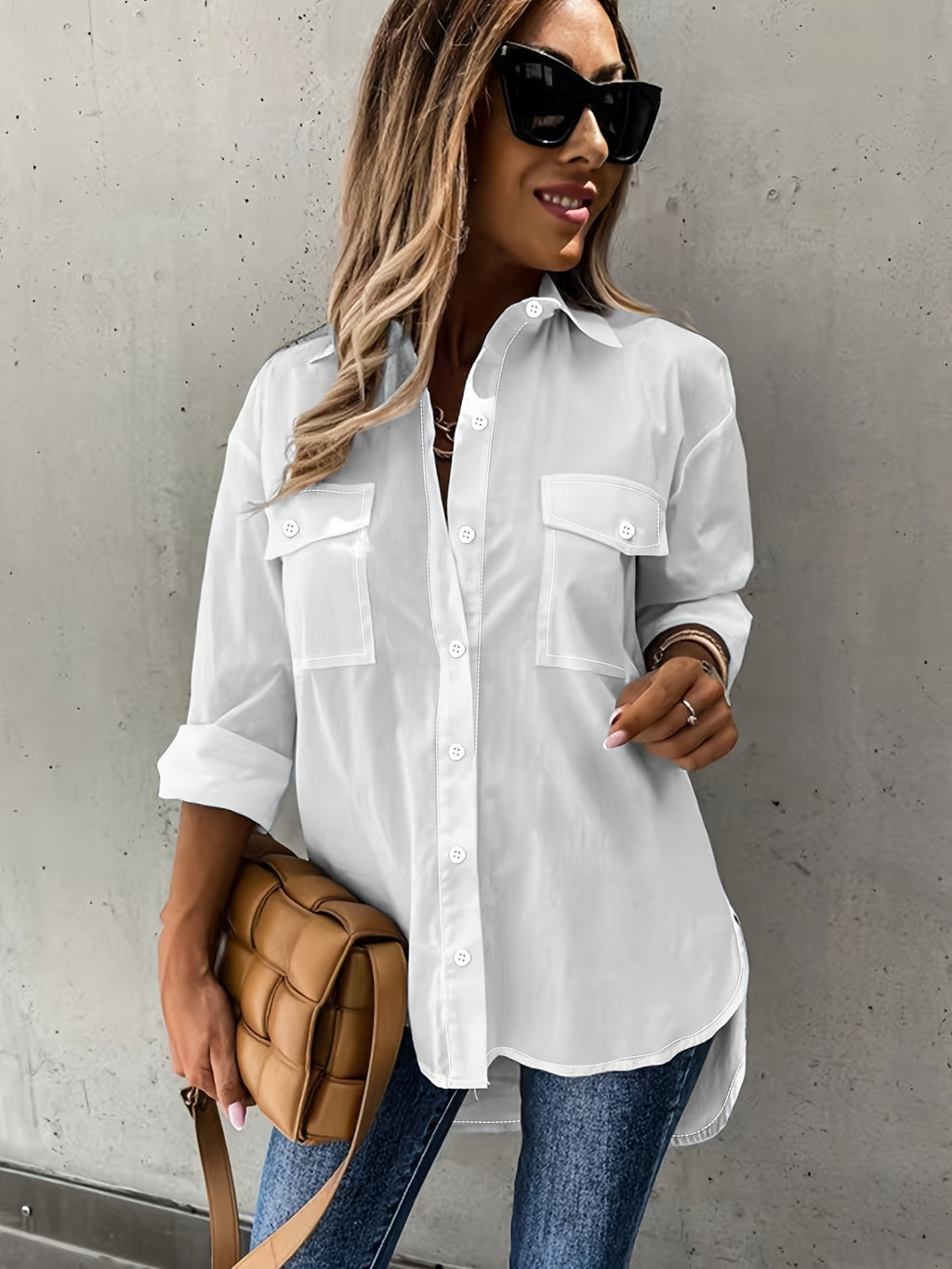 Women's Plus Size Two-Piece Set | Long Sleeve Casual Shirt & Pants Outfit