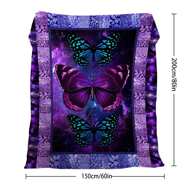 1pc Cozy Butterfly Printed Flannel Blanket - Soft, Warm, And Lightweight Throw For Couch, Sofa, Office, Bed, Camping, And Travel - Multi-Purpose Gift For All Seasons With Versatile Design