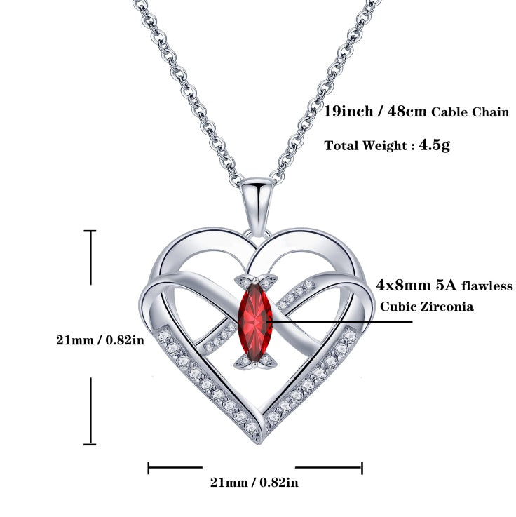 Emma Manor Heart Pendant Necklace | 14K White Gold Plated 5A CZ Infinity Butterfly Jewelry