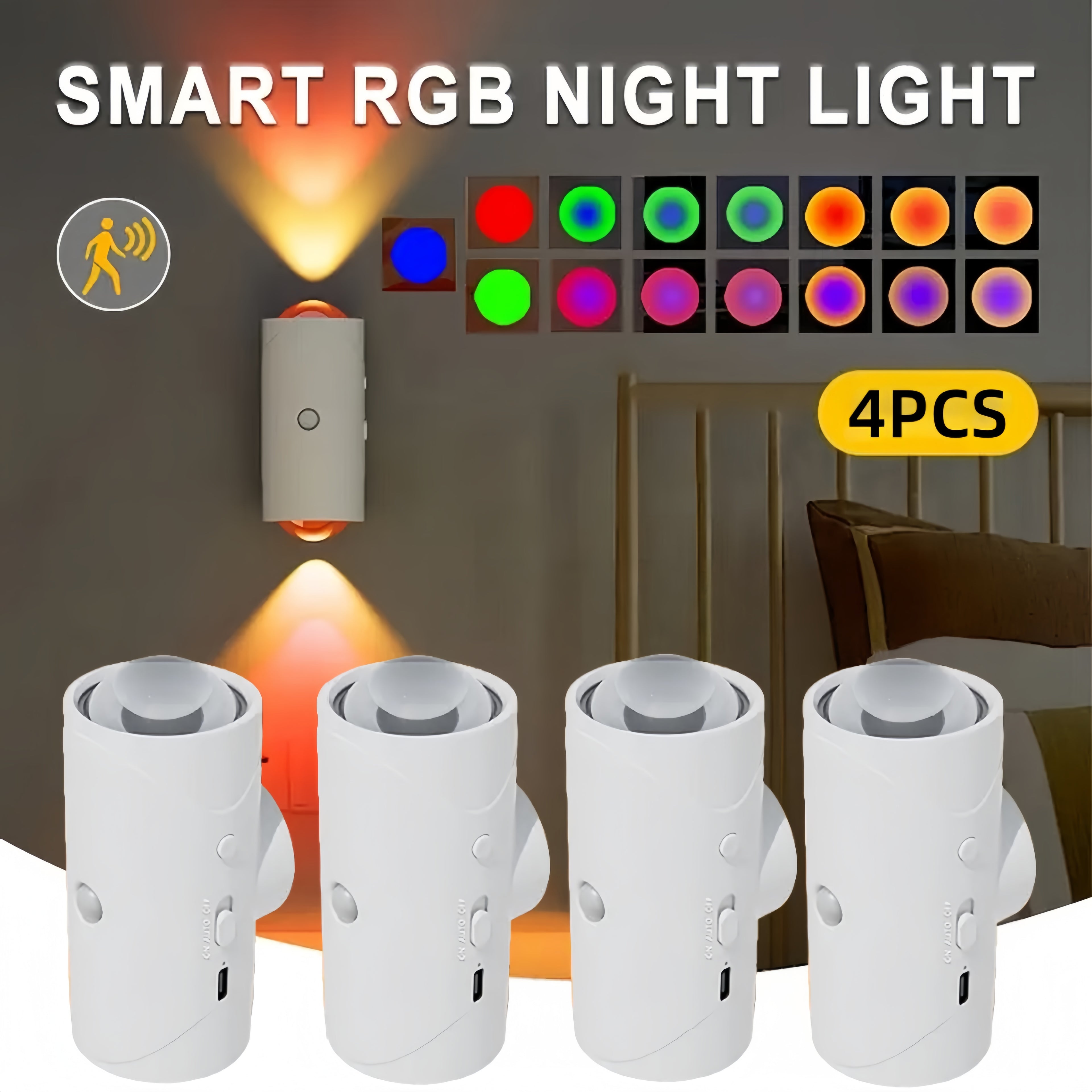 4-Pack Color-Sensing Motion Night Lights | Magnetic Wall & Cabinet LED Lights with 3 Modes White shell 4PCS 5 85165ace-8b1a-4596-baa9-2a1f0994f29e FIOLKA BOUTIQUE
