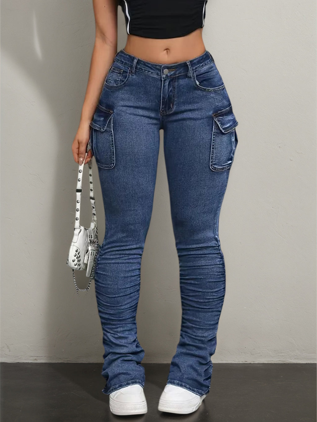 Women's Workwear Tight Jeans | Multi-Pocket Elastic Casual Comfortable Breathable Denim