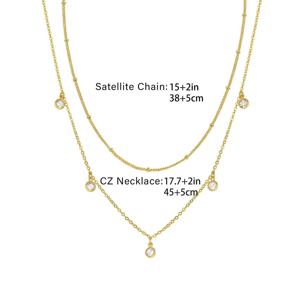 Waterdrop Chain Necklace | Colorful Bling Dainty Sideways Pendant Gold Jewelry for Women