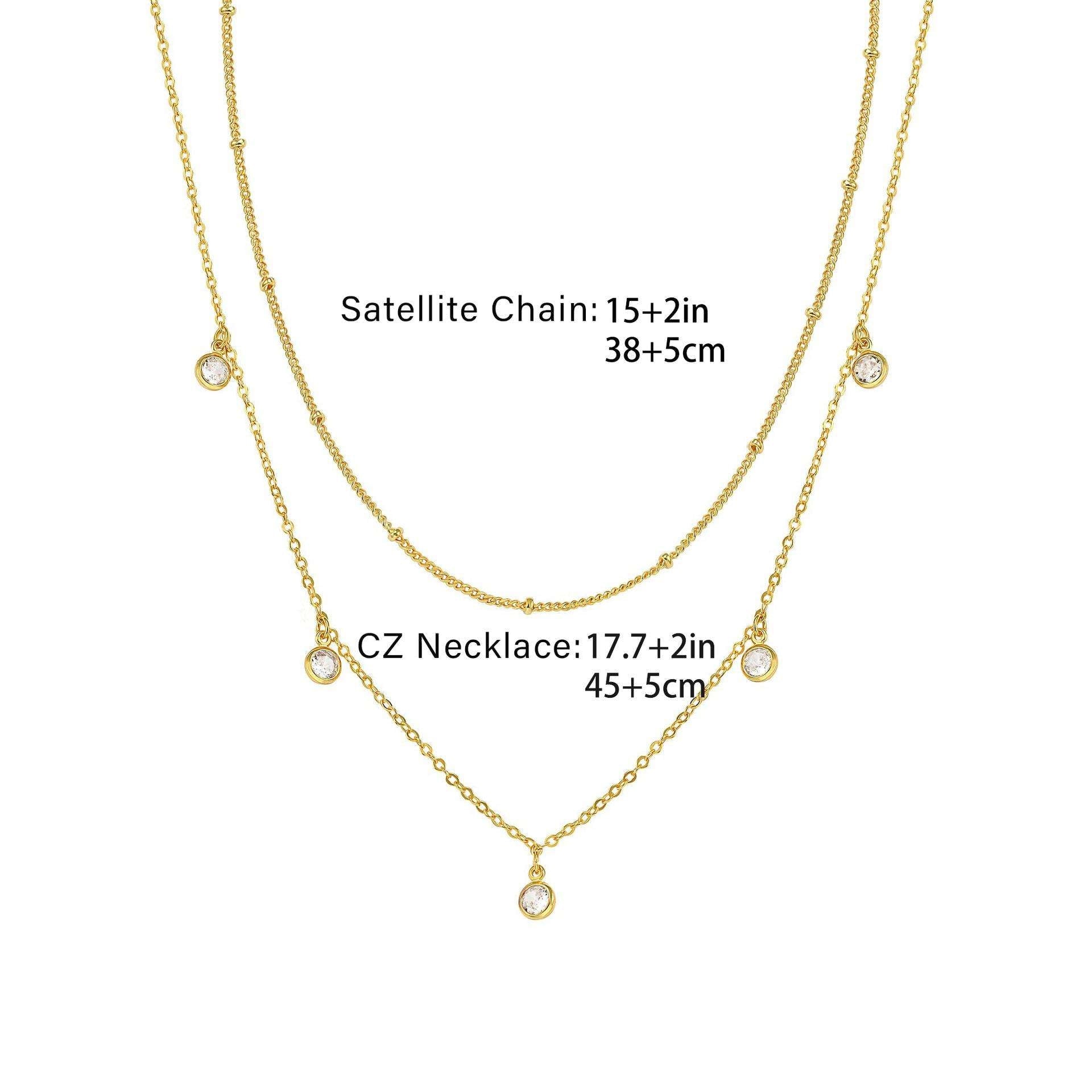 Waterdrop Chain Necklace | Colorful Bling Dainty Sideways Pendant Gold Jewelry for Women