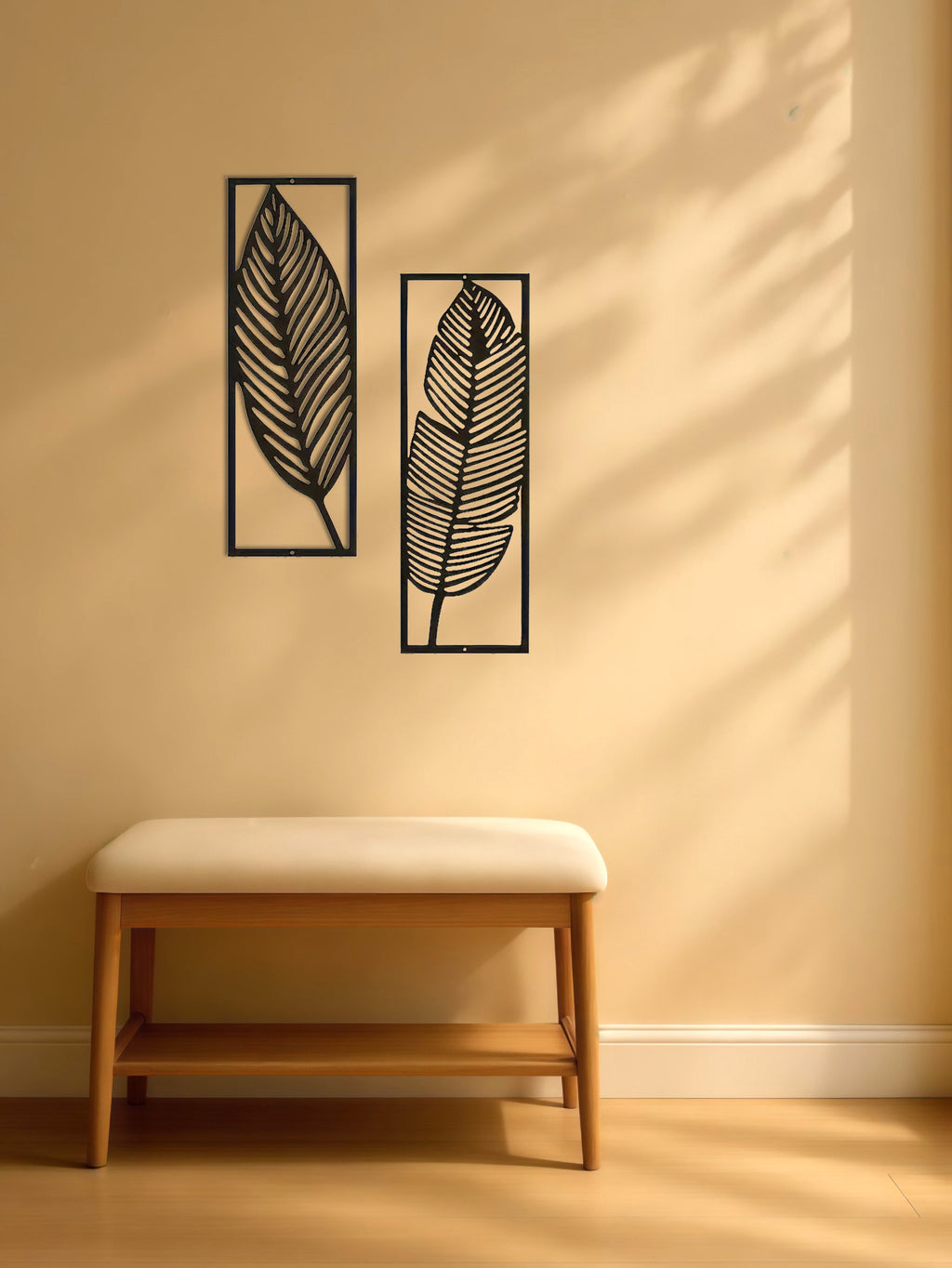 2-Pack Handmade Iron Leaf Wall Art | Rustic Nature-Inspired Decor