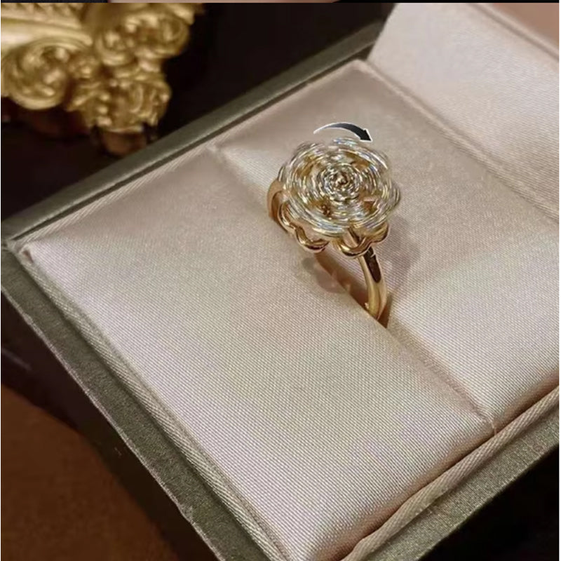 Rotating Zircon Ring for Women | Stainless Steel Open Adjustable Fidget Ring Gift Jewelry