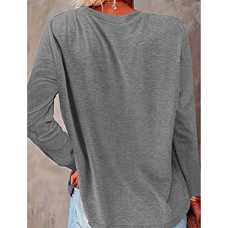 Women's Heart & Dog Paw Print T-Shirt | Cute Crew Neck Long Sleeve Top for Spring & Fall